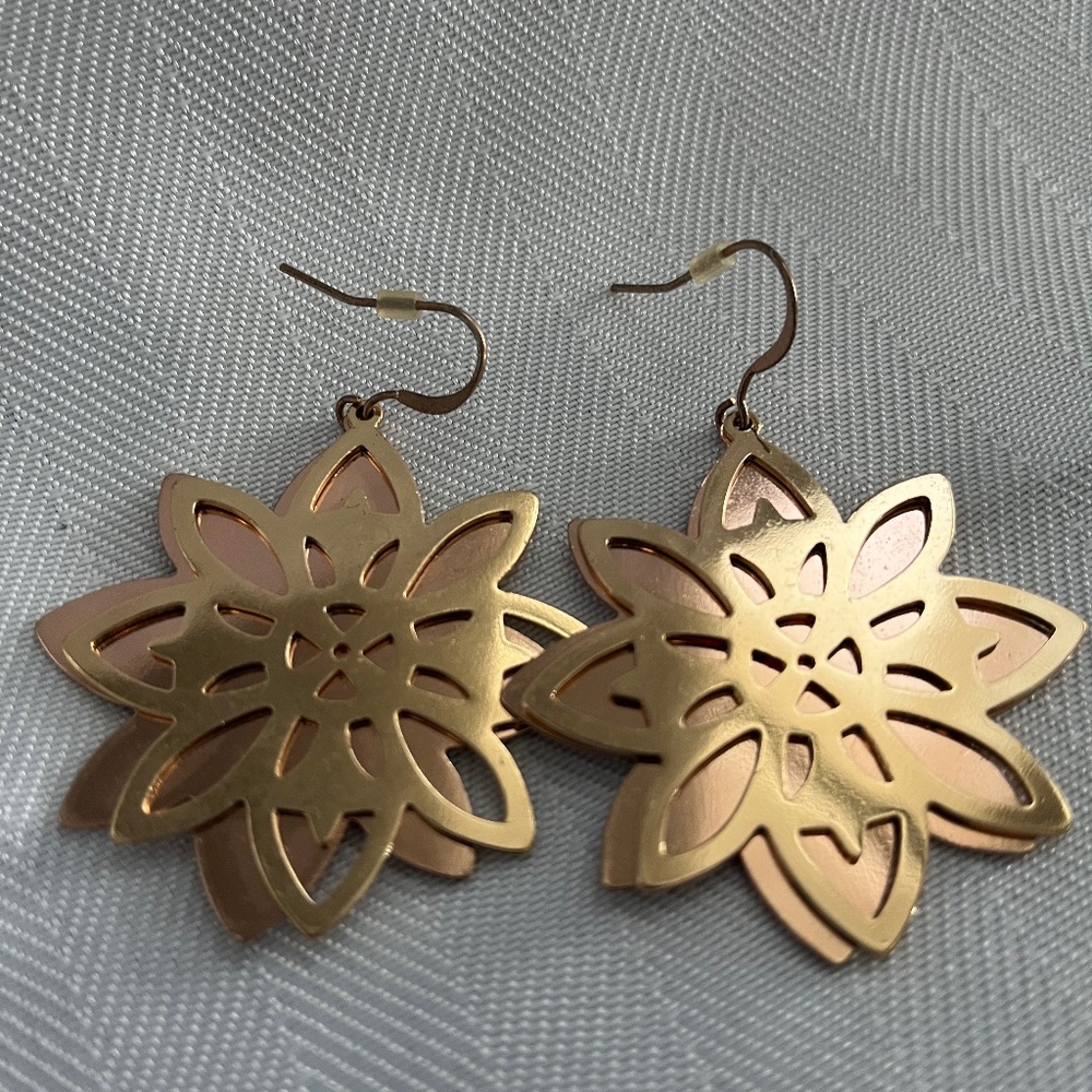 Copper and Gold flower earring